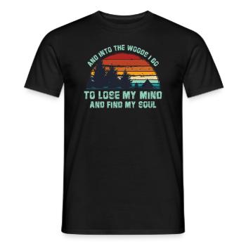 Wald Zitat Retro - Und in den Wald gehe ich - Männer T-Shirt - Schwarz - Vorne - AI Model Male 178 light (178cm)