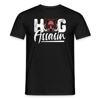 Hog Assasin Hog Head Design pour un fan de chasse au porc - T-shirt homme - noir - Devant - AI Model Male 178 light (178cm)