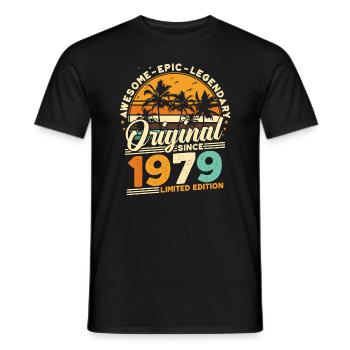 Original 1979 Vintage Jahrgang Geburtstag Retro - Männer T-Shirt - Schwarz - Vorne - AI Model Male 178 light (178cm)