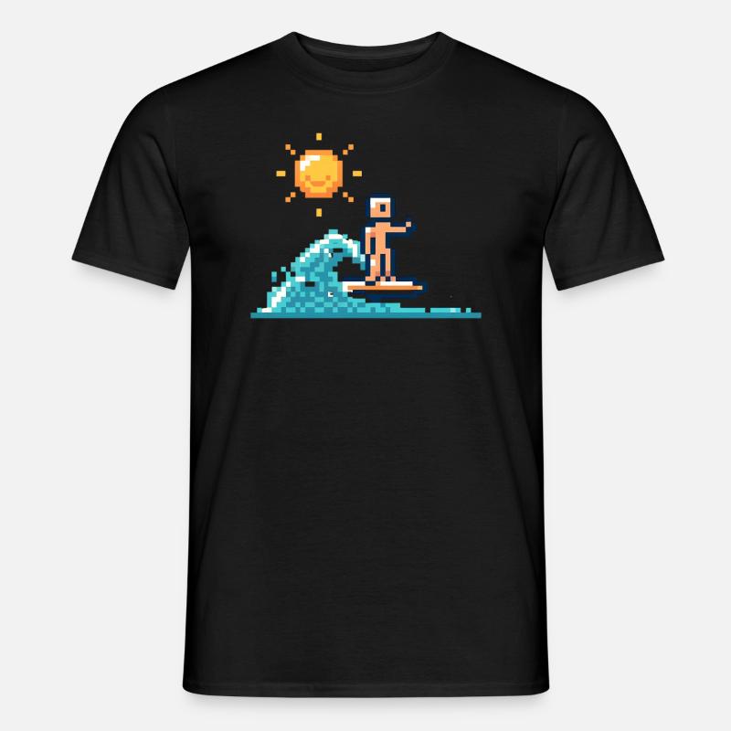 Pixel-Surfer - Männer T-Shirt - Schwarz