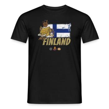 Finnland Elch Vintage Fahne und Zelt Souvenir - Männer T-Shirt - Schwarz - Vorne - AI Model Male 178 light (178cm)