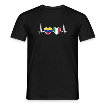 Venezuela Italy Heartbeat Flag Venezuelans - Men's T-Shirt - black - Front - AI Model Male 178 light (178cm)