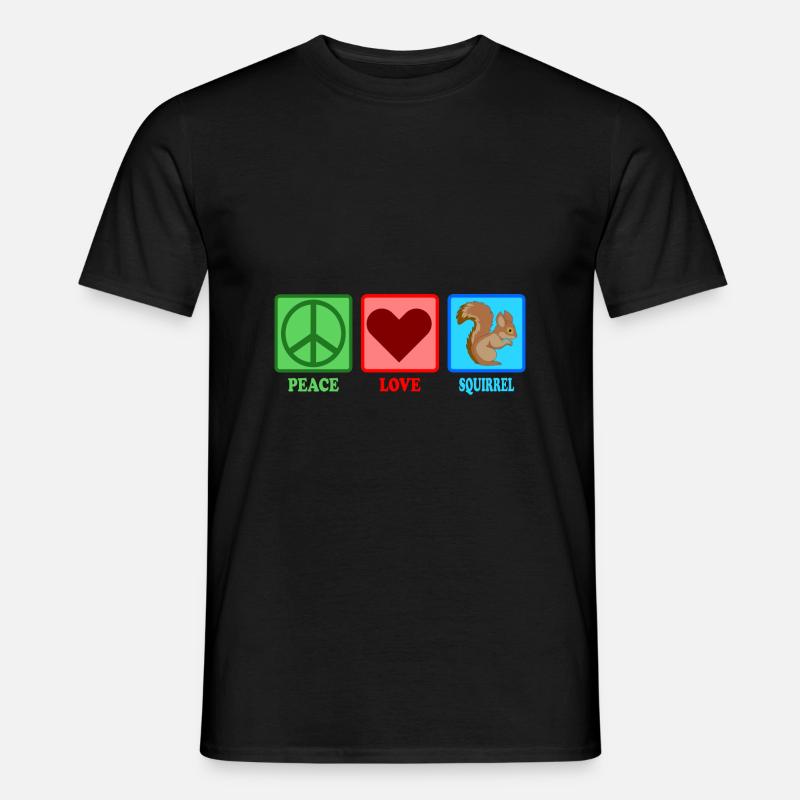 Squirrel Squirrel - Peace Love - Men's T-Shirt - black