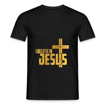 I believe in Jesus - God Cross Christ saying - Men's T-Shirt - black - Front - AI Model Male 178 light (178cm)