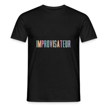 Improvisateur : Mode Unique pour Artistes et Scène - T-shirt homme - noir - Devant - AI Model Male 178 light (178cm)