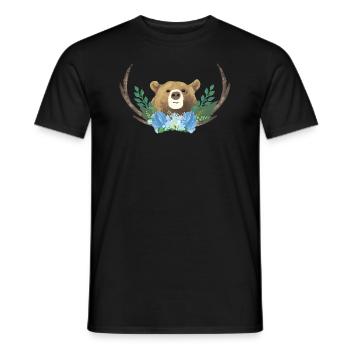 Antler Bear - bear with antlers - Men's T-Shirt - black - Front - AI Model Male 178 light (178cm)