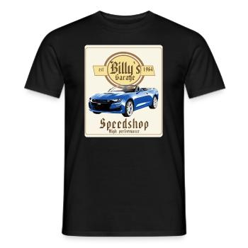 billys garage - Men's T-Shirt - black - Front - AI Model Male 178 light (178cm)