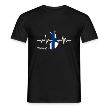 Finnland Herzschlag Geschenkidee - Männer T-Shirt - Schwarz - Vorne - AI Model Male 178 light (178cm)