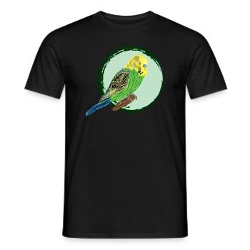 Perruche jaune / Yellow Budgie II - T-shirt homme - noir - Devant - AI Model Male 178 light (178cm)