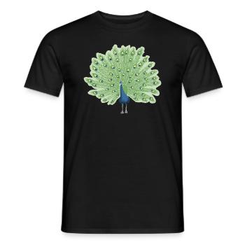 Peacock in blue and green - Men's T-Shirt - black - Front - AI Model Male 178 light (178cm)
