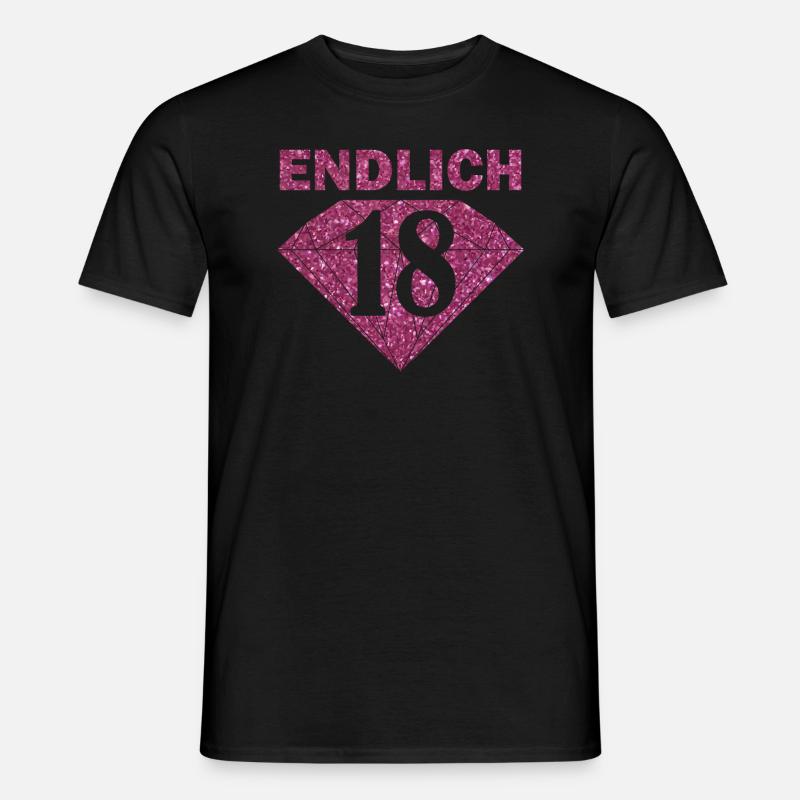 Endlich 18 Spruch Pink Glitzer - Männer T-Shirt - Schwarz