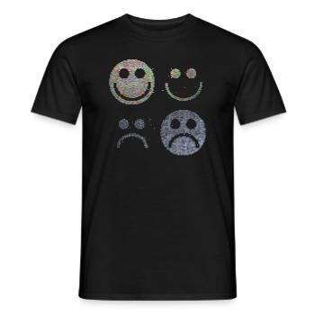 Visages heureux et tristes - T-shirt homme - noir - Devant - AI Model Male 178 light (178cm)