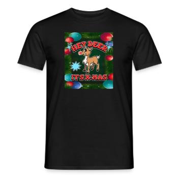 Christmas Outfit - Hey Deer It's X-Mas - Reindeer - Men's T-Shirt - black - Front - AI Model Male 178 light (178cm)