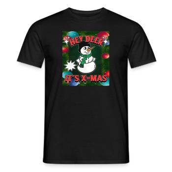 Tenue de Noël - Hey Deer It’s X-Mas - Schneeman - T-shirt homme - noir - Devant - AI Model Male 178 light (178cm)
