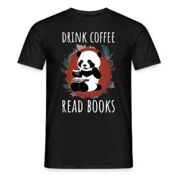 Drink coffee, read books - Panda Illustration - Men's T-Shirt - black - Front - AI Model Male 178 light (178cm)