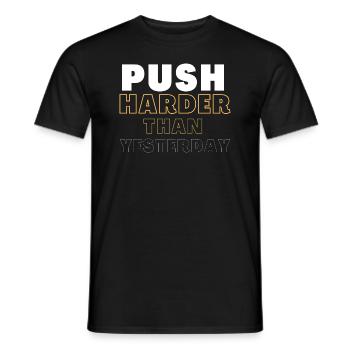 Push harder than yesterday musculation fitness - T-shirt homme - noir - Devant - AI Model Male 178 light (178cm)