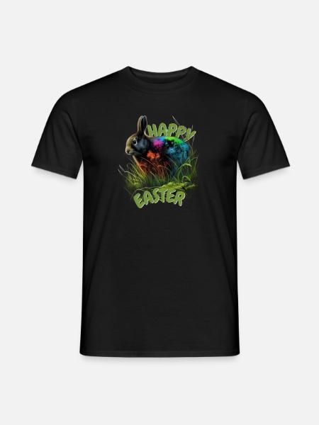 Happy Easter | Cute colorful painted Easter Bunny - Men's T-Shirt - black