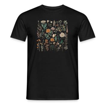 Wunderschönes Boho Blumen Herbarium Bouquet - Männer T-Shirt - Schwarz - Vorne - AI Model Male 178 light (178cm)
