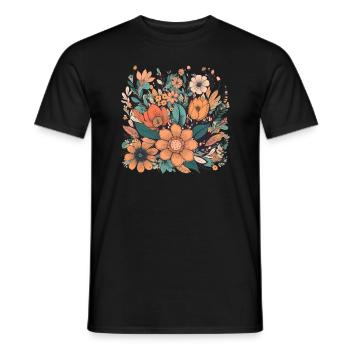 Wunderschönes Boho Blumen Herbarium Bouquet - Männer T-Shirt - Schwarz - Vorne - AI Model Male 178 light (178cm)