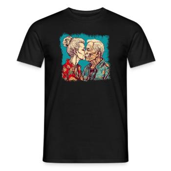 Embrasser le meilleur couple Ager avec des chemises hawaïennes - T-shirt homme - noir - Devant - AI Model Male 178 light (178cm)