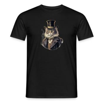 Chat dans 1800 ans style habillé noble baroque - T-shirt homme - noir - Devant - AI Model Male 178 light (178cm)