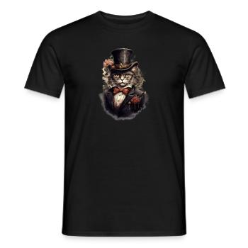 Chat dans 1800 ans style habillé noble baroque - T-shirt homme - noir - Devant - AI Model Male 178 light (178cm)