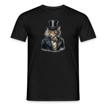 Chat dans 1800 ans style habillé noble baroque - T-shirt homme - noir - Devant - AI Model Male 178 light (178cm)
