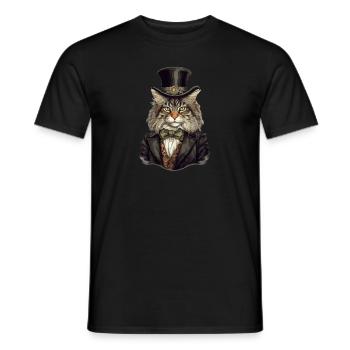 Chat dans 1800 ans style habillé noble baroque - T-shirt homme - noir - Devant - AI Model Male 178 light (178cm)