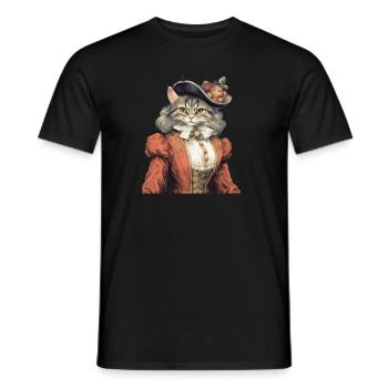 Chat dans 1800 ans style habillé noble baroque - T-shirt homme - noir - Devant - AI Model Male 178 light (178cm)