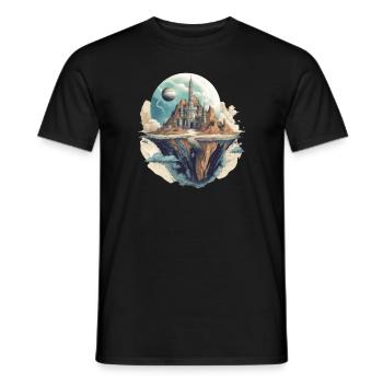 Futuristic life on planets - Men's T-Shirt - black - Front - AI Model Male 178 light (178cm)