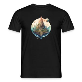 Futuristic life on planets - Men's T-Shirt - black - Front - AI Model Male 178 light (178cm)