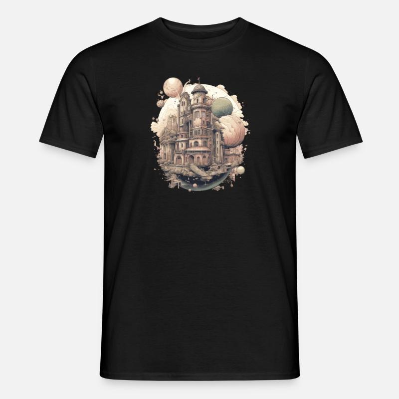 Futuristic life on planets - Men's T-Shirt - black