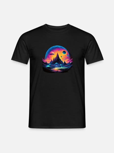 Futuristic life on planets - Men's T-Shirt - black