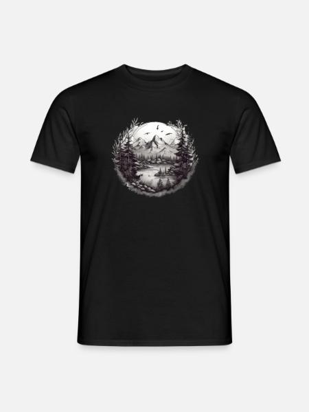 Nature Aventure Randonnée Camping Design - T-shirt homme - noir