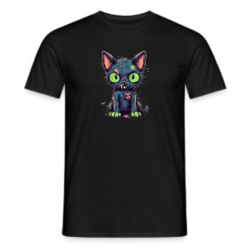 Halloween Zombie Katze - Niedliche gruselige Katze - Männer T-Shirt - Schwarz - Vorne - AI Model Male 178 light (178cm)