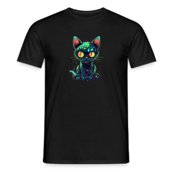 Chat zombie d’Halloween - Chat effrayant mignon - T-shirt homme - noir - Devant - AI Model Male 178 light (178cm)