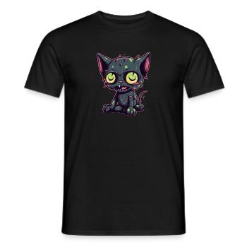 Halloween Zombie Katze - Niedliche gruselige Katze - Männer T-Shirt - Schwarz - Vorne - AI Model Male 178 light (178cm)