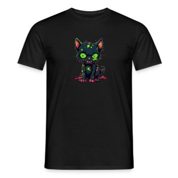 Halloween Zombie Katze - Niedliche gruselige Katze - Männer T-Shirt - Schwarz - Vorne - AI Model Male 178 light (178cm)