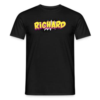 Richard Nom personnalisé Style bande dessinée Pop Art, - T-shirt homme - noir - Devant - AI Model Male 178 light (178cm)
