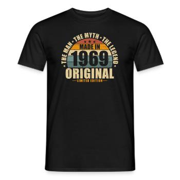 1969 Vintage né homme mythe légende - T-shirt homme - noir - Devant - AI Model Male 178 light (178cm)