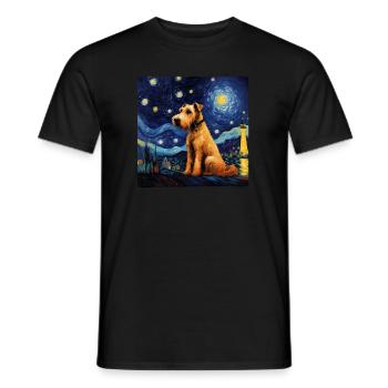 Airedale Terrier Starry Night - Men's T-Shirt - black - Front - AI Model Male 178 light (178cm)
