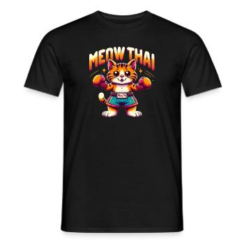 Arts martiaux mixtes Miaou Thaï Muay Thai Cat - T-shirt homme - noir - Devant - AI Model Male 178 light (178cm)