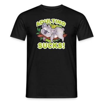"Adulting Sucks" Lustiger Koala schläft lieber - Männer T-Shirt - Schwarz - Vorne - AI Model Male 178 light (178cm)