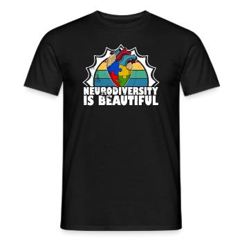 La neurodiversité est une belle pièce du puzzle de l’autisme - T-shirt homme - noir - Devant - AI Model Male 178 light (178cm)