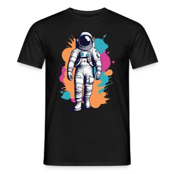 Astronaut - Vintage Illustration - Men's T-Shirt - black - Front - AI Model Male 178 light (178cm)