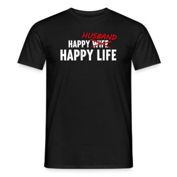 Happy Wife Husband Happy Life LGBTQ Turned Gay - Männer T-Shirt - Schwarz - Vorne - AI Model Male 178 light (178cm)