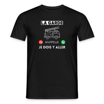 La garde m'appelle je dois y aller - T-shirt homme - noir - Devant - AI Model Male 178 light (178cm)