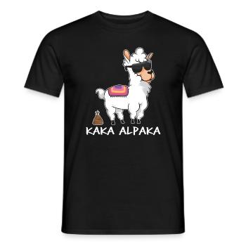 Kaka Alpaka - alpaga drôle avec un tas de merde - T-shirt homme - noir - Devant - AI Model Male 178 light (178cm)