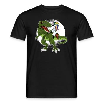Dino Tyrannosaurus Rex with unicorn unicorn - Men's T-Shirt - black - Front - AI Model Male 178 light (178cm)