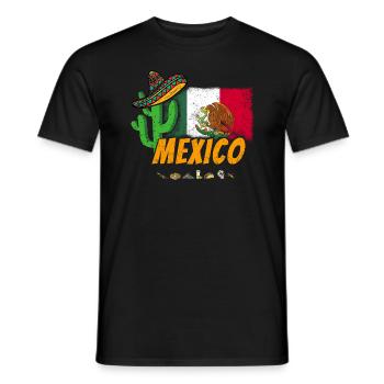 Mexico Vintage Cactus with Flag, Sombrero - Men's T-Shirt - black - Front - AI Model Male 178 light (178cm)